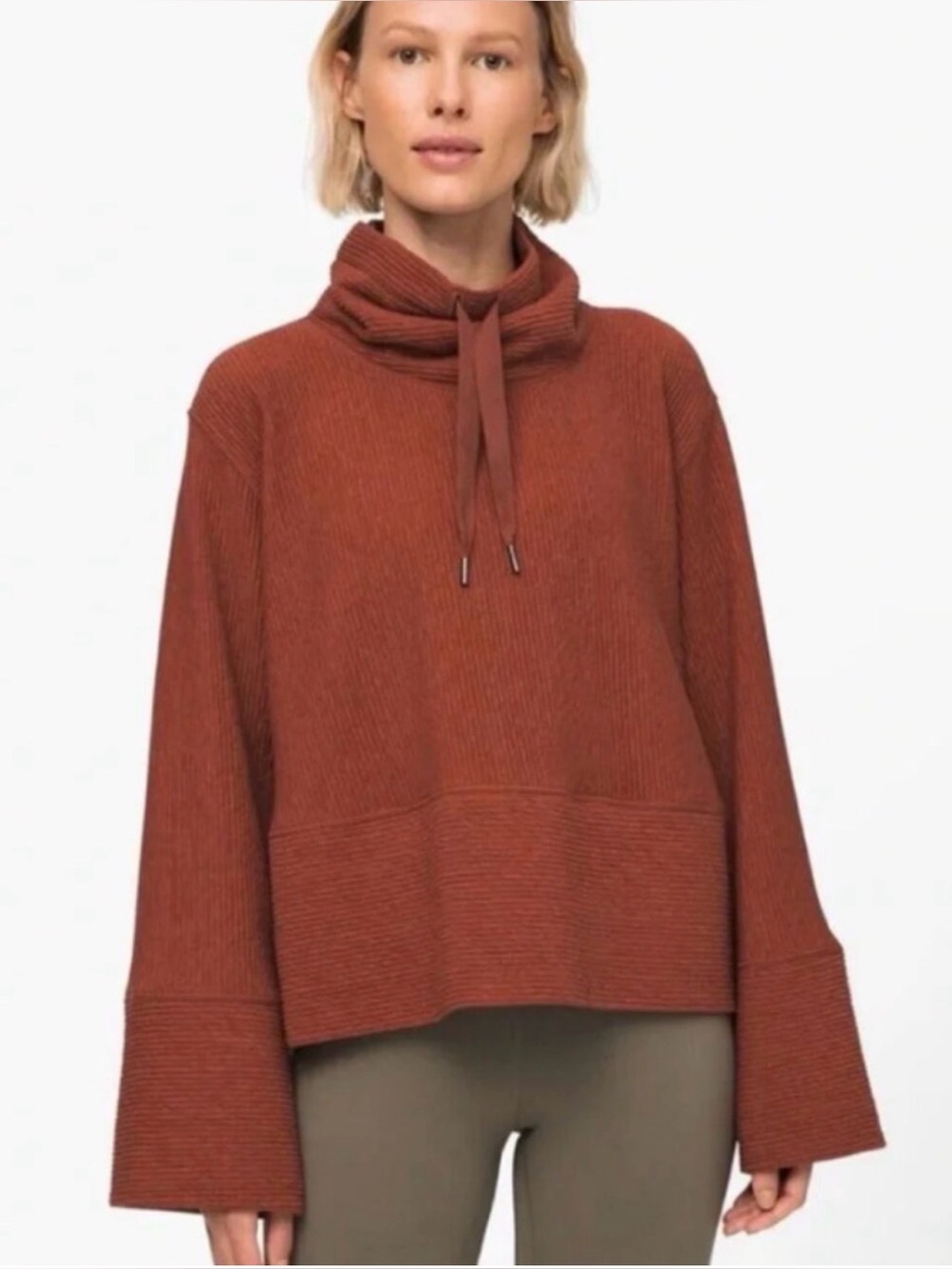 lululemon Retreat Yourself pullover in heathered rustic clay
